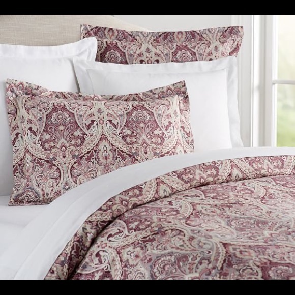 Pottery Barn Bedding Mackenna Paisley King Sham Mauve Pink